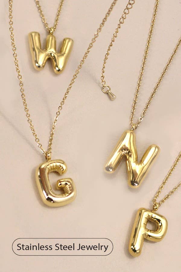 18K STAINLESS STEEL TARNISH FREE INITIAL NECKLACE: K
