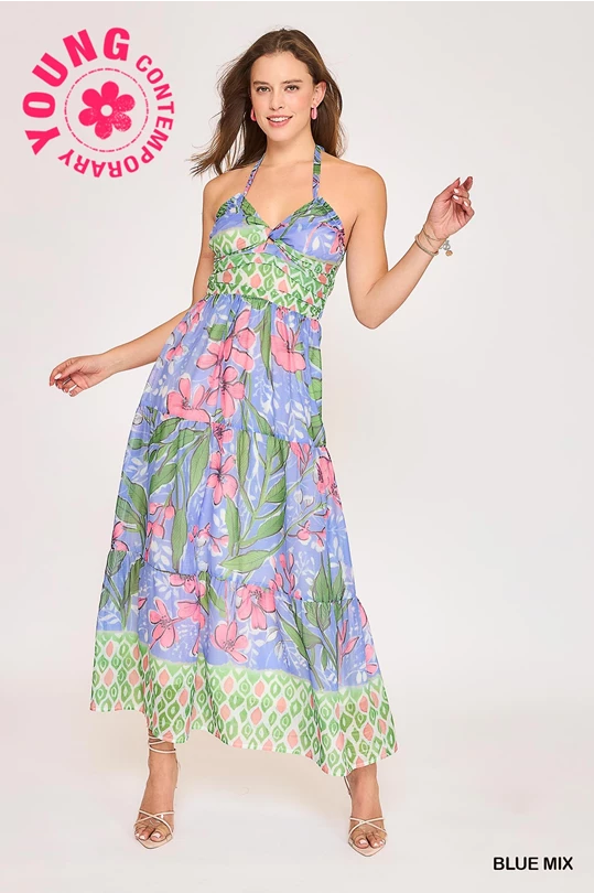 Eliza Midi Dress in Blue