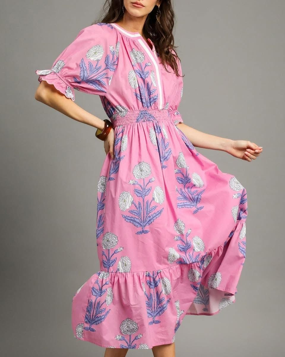 Kate Midi Dress in Pink