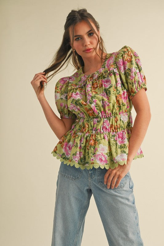 Natalie Floral Puff Sleeve Top