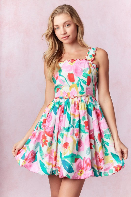 Hallie Scalloped Mini Dress