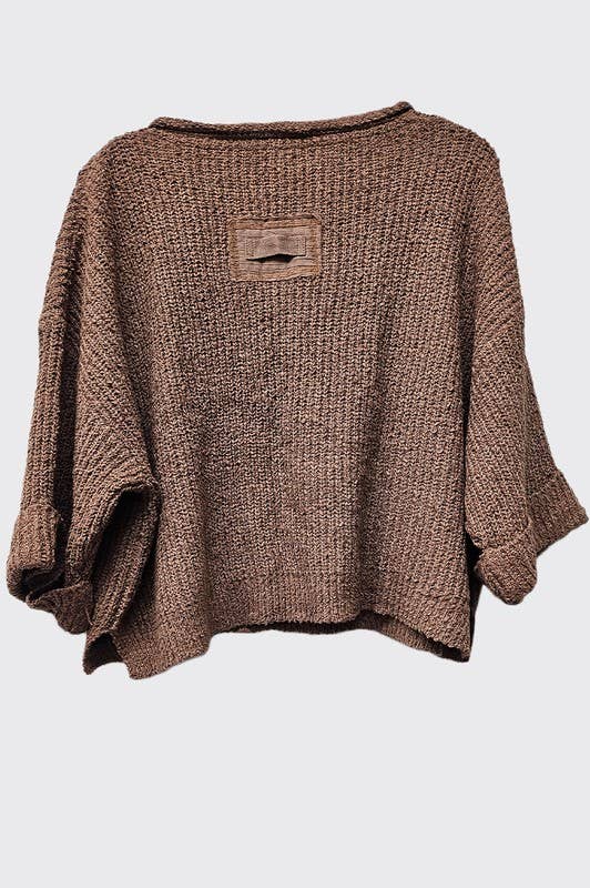 Fall Lightweight Cropped Sweater: Oatmeal / S
