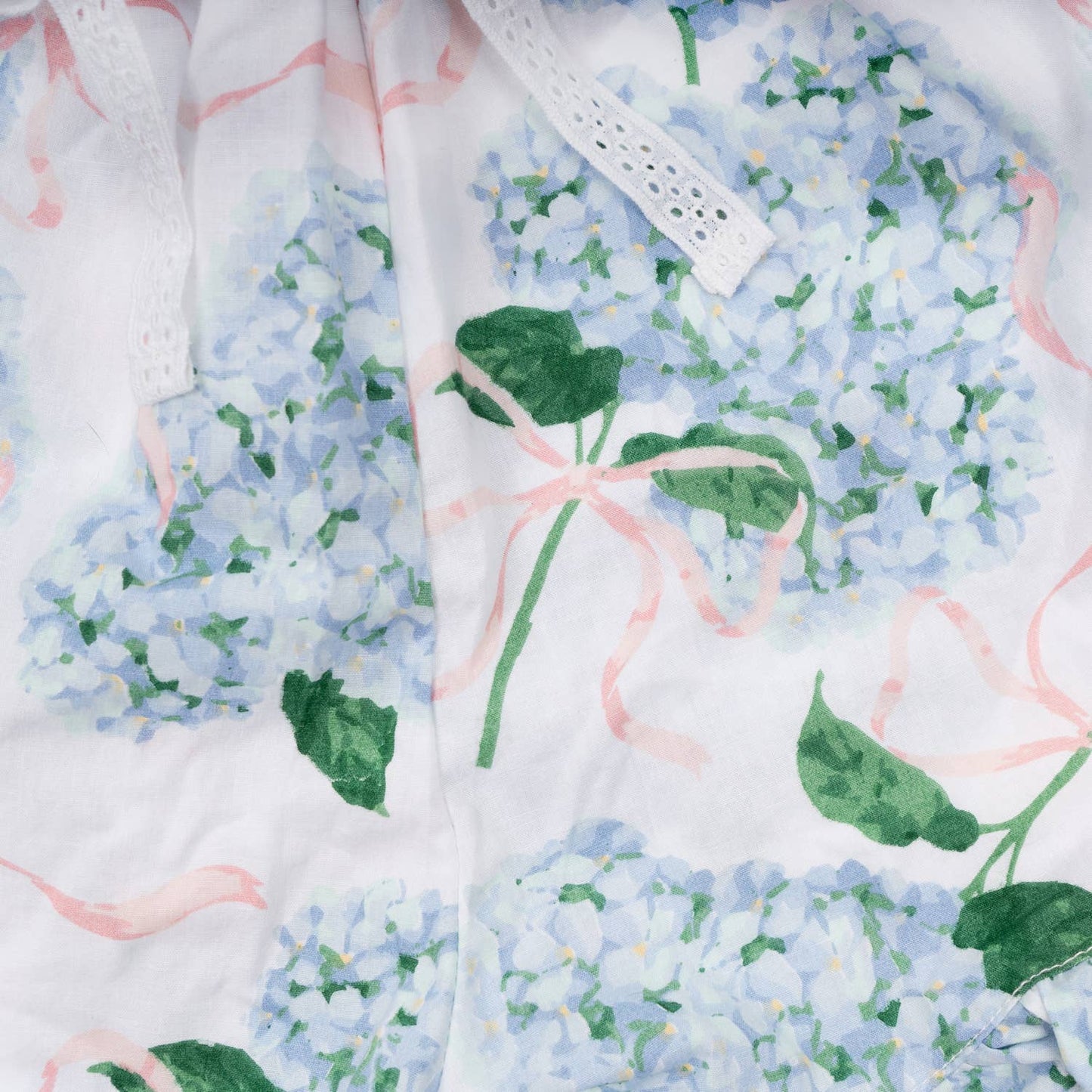 Hydrangea Ribbons Tie Top Ruffle Sleep Set: XS/S