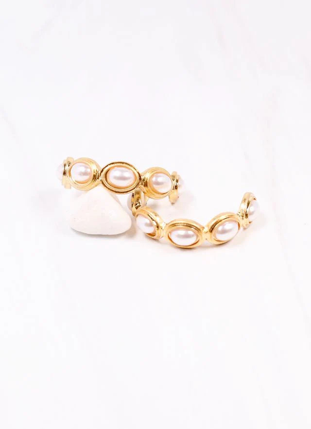 Dalma Pearl Hoop Earring Gold