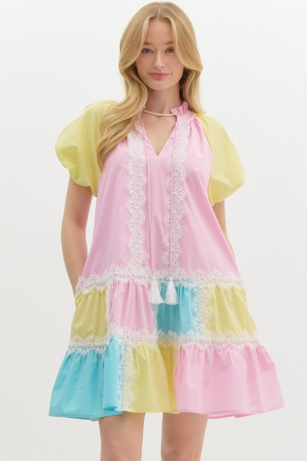 Iris Dress in Pink/Yellow