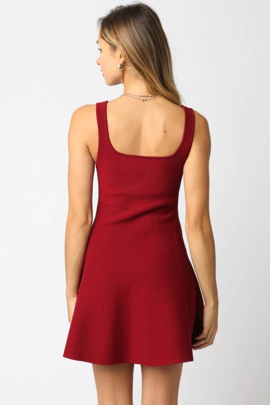Eva Flare Knit Dress: Burgundy / S
