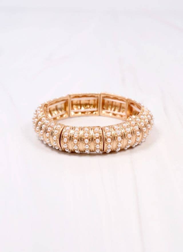 Candace Stretch Bracelet with Pearls GOLD: Default