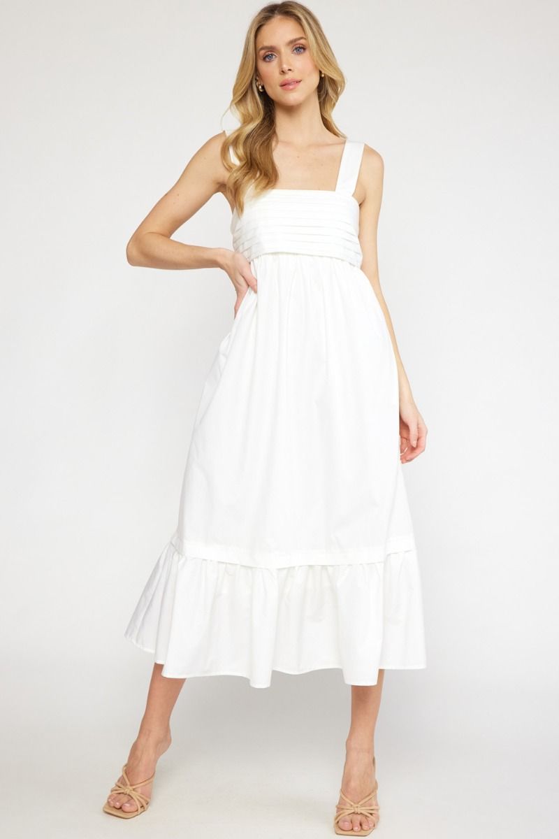 Square Neck Bow Tie Midi Dress