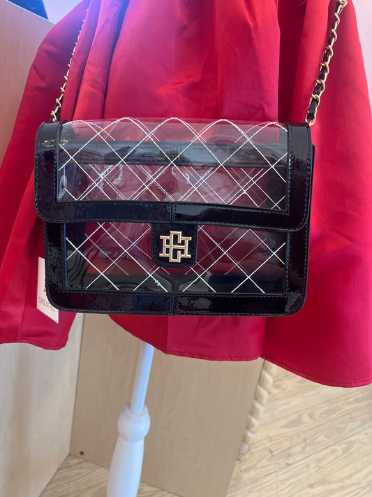 Quinn Quilted Clear Bag (Black Patent)