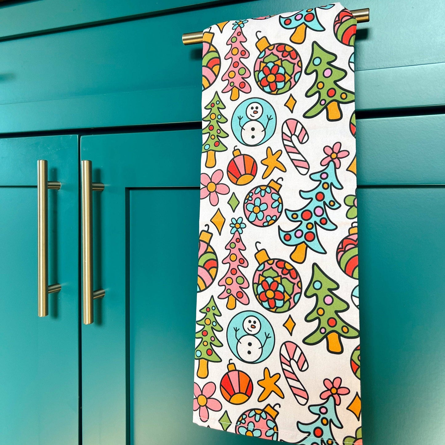Cotton Tea Towel - Christmas Doodle