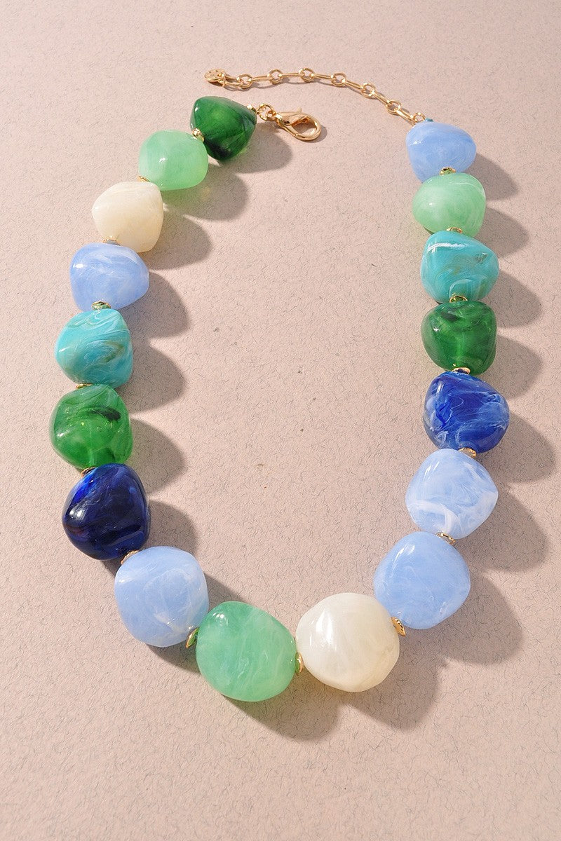 Marbled Multi Color Bead Necklace
