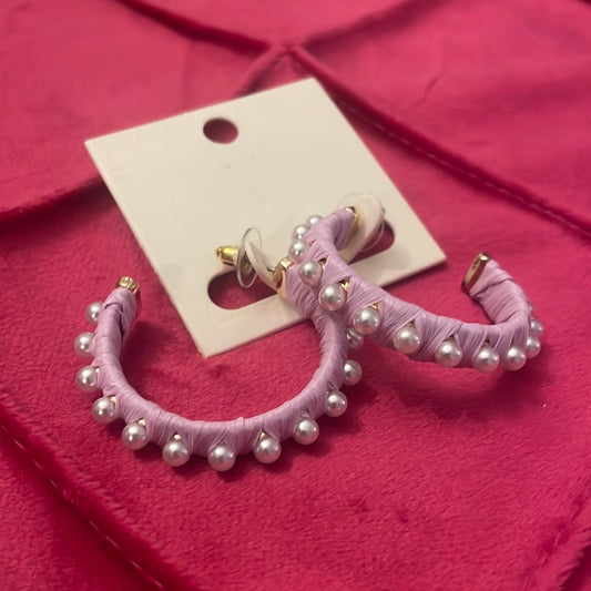 Lavender & Pearl Hoop Earrings