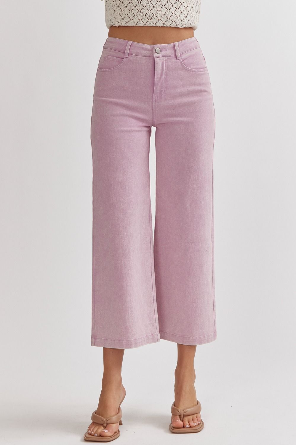 Lavender High Waisted Wide Leg Jeans