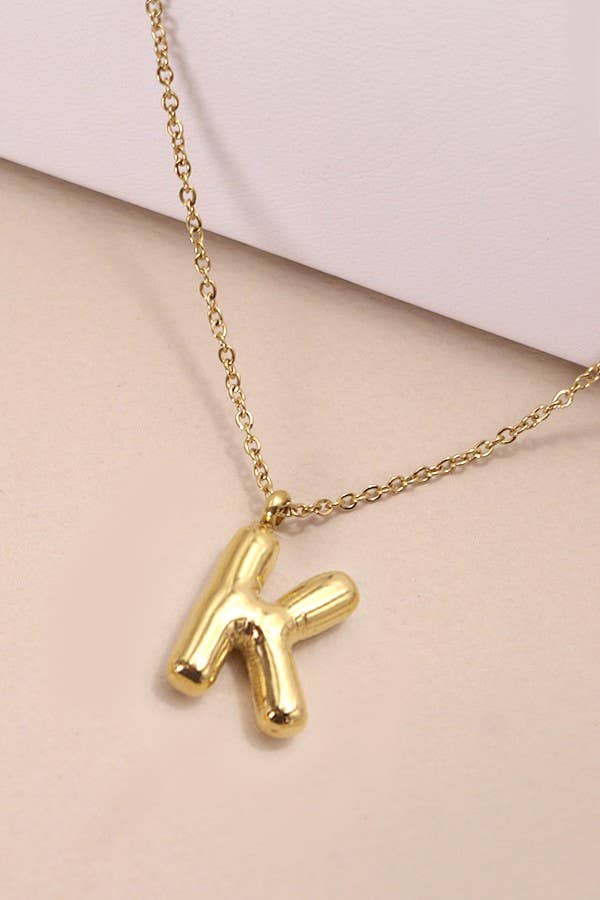 18K STAINLESS STEEL TARNISH FREE  INITIAL NECKLACE: K