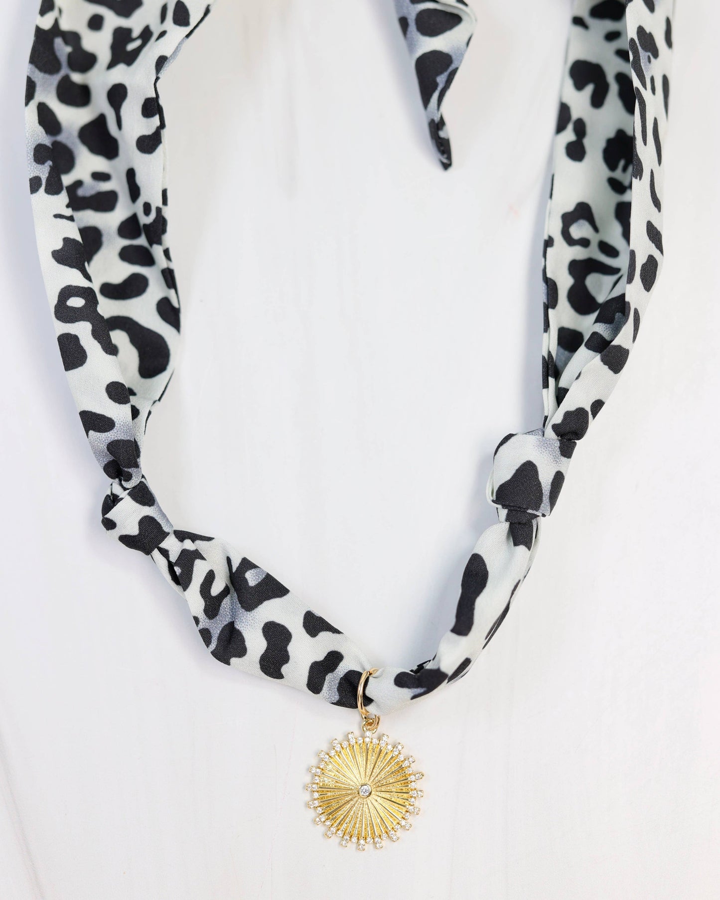 Nala Leopard Scarf Charm Necklace Grey: Default