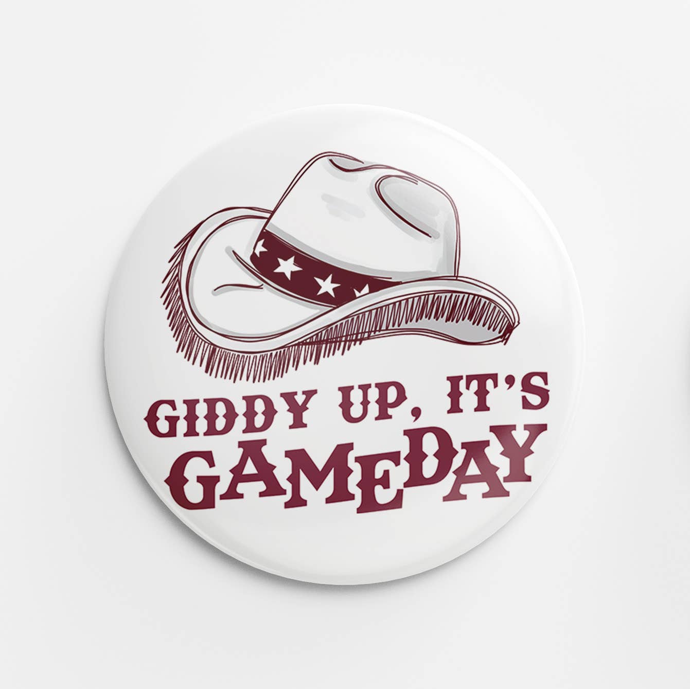 Giddy Up Button (Maroon)