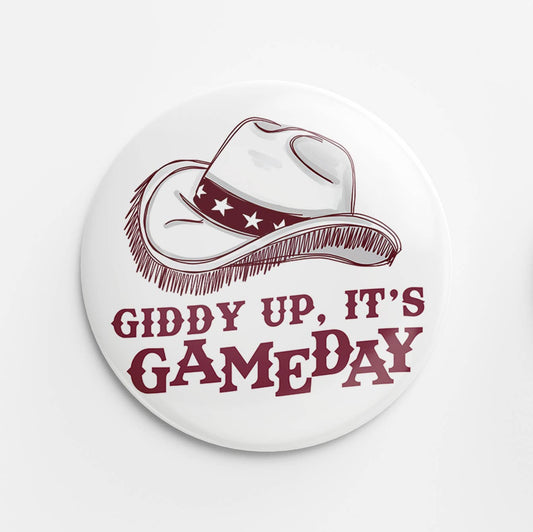 Giddy Up Button (Maroon)