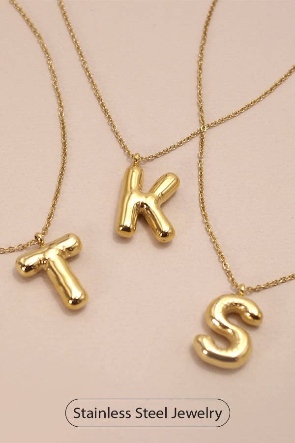 18K STAINLESS STEEL TARNISH FREE  INITIAL NECKLACE T