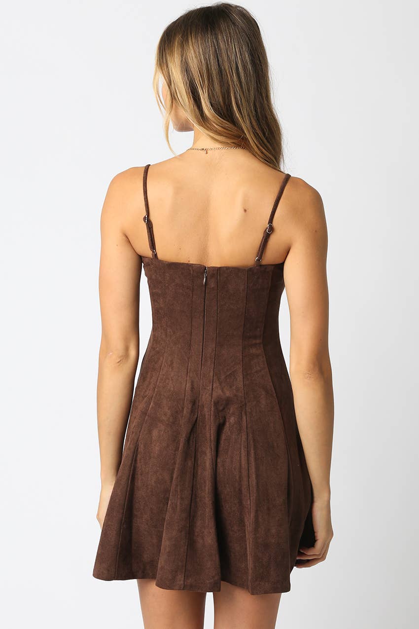 Litzy Suede Dress: Brown / Contemporary / S