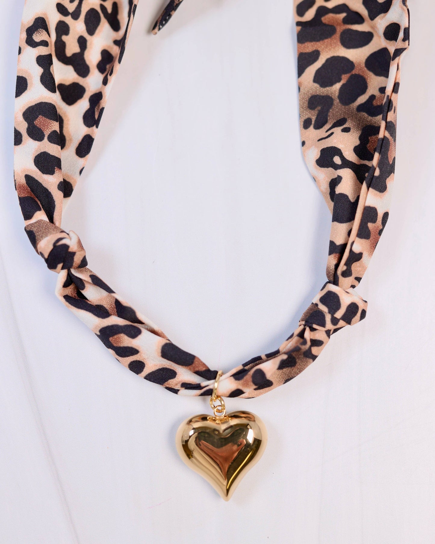 Nala Leopard Scarf Charm Necklace Brown: Default
