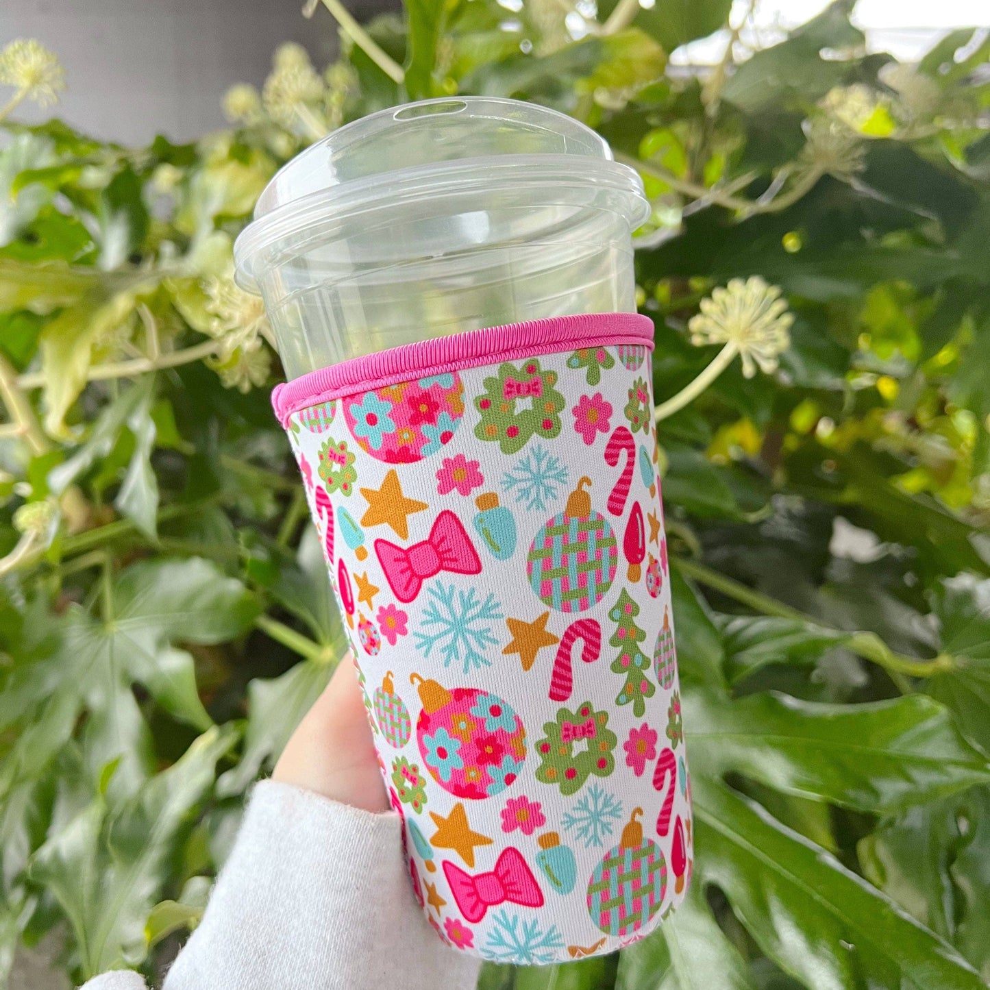 Coffee Cup Cover - Pink Christmas: Large / 24oz