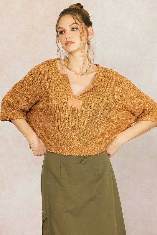 Fall Lightweight Cropped Sweater: Oatmeal / L