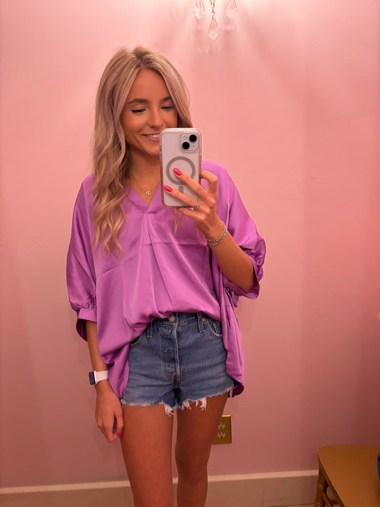 Violet Silk V-Neck Top