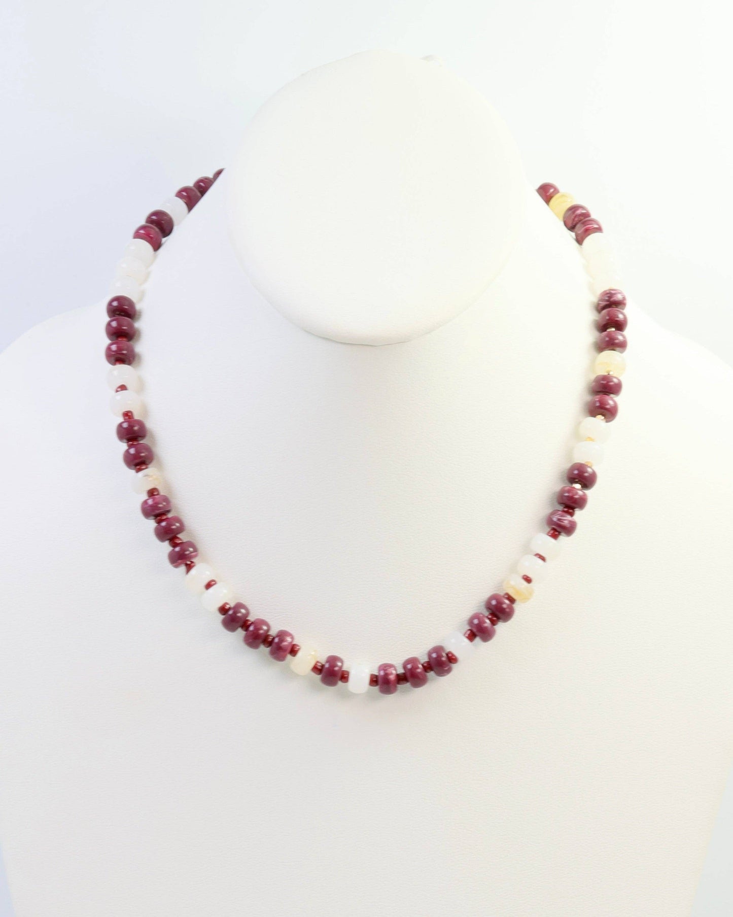 Ellison Stone Necklace Maroon White: Default