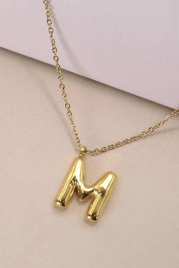 18K STAINLESS STEEL TARNISH FREE  INITIAL NECKLACE: W