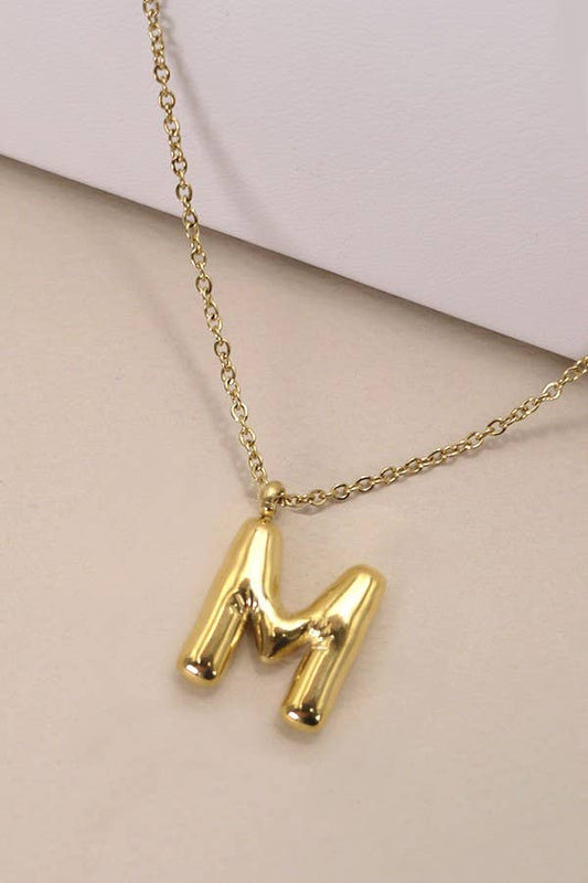 18K STAINLESS STEEL TARNISH FREE  INITIAL NECKLACE: M
