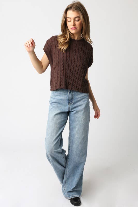Alina Sweater Vest Top: Burgundy / Contemporary / L