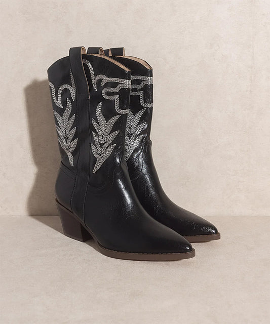 Black Western Embroidered Boots