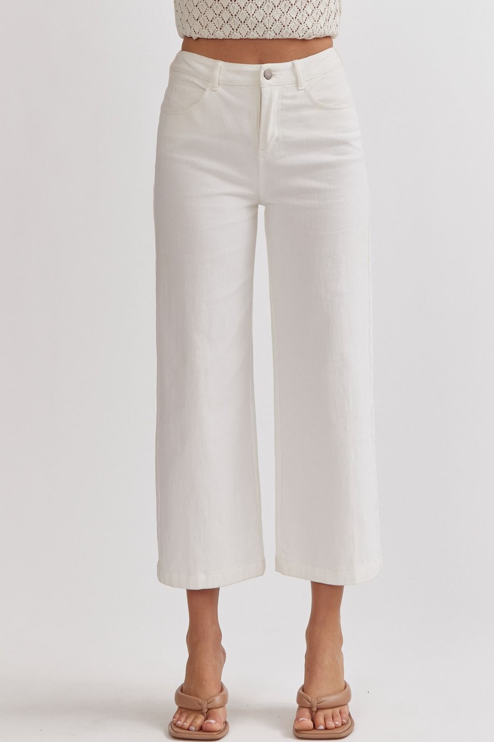 White High Waisted Wide Leg Jeans