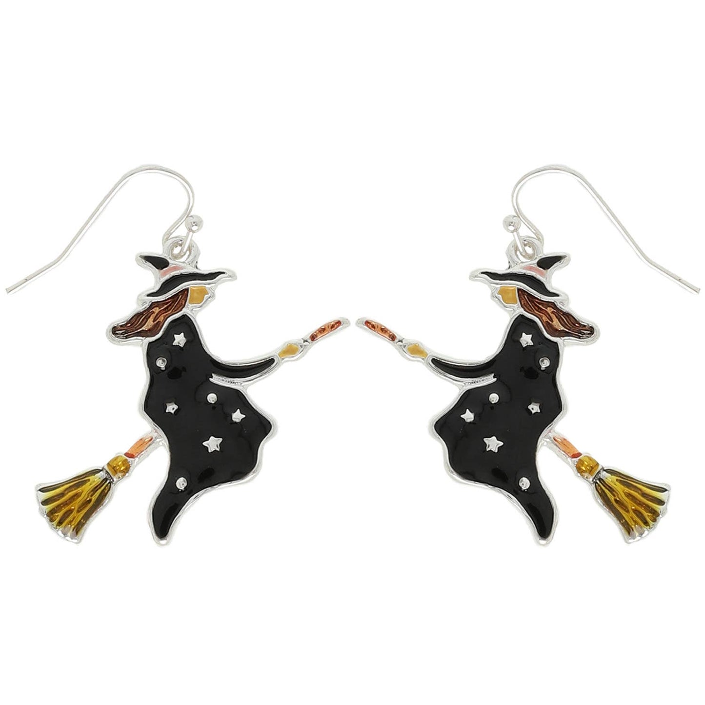 Halloween Epoxy Broomstick Witch Earrings