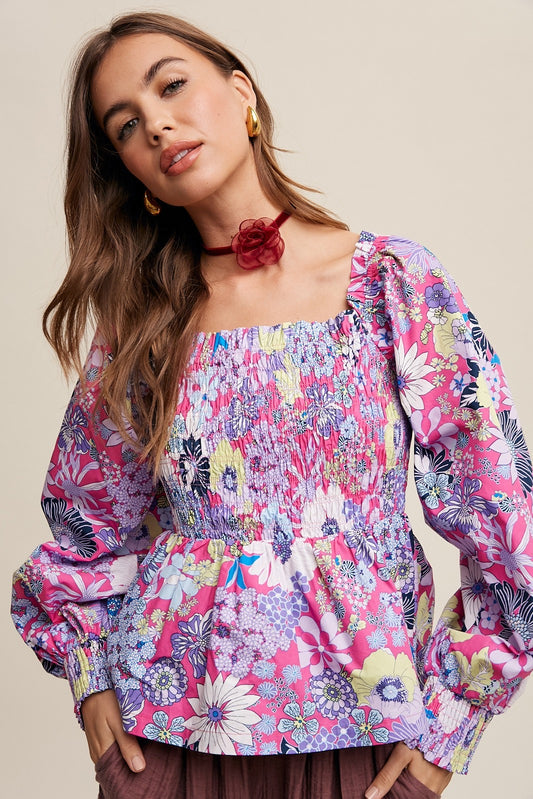 Babydoll Flower Print Top