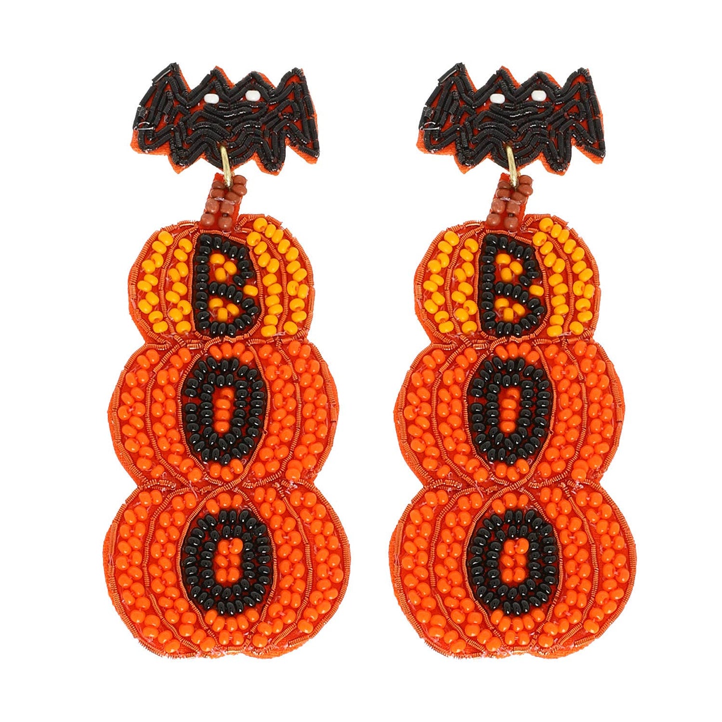 Halloween Boo Pumpkin Seed Bead Post Earrings