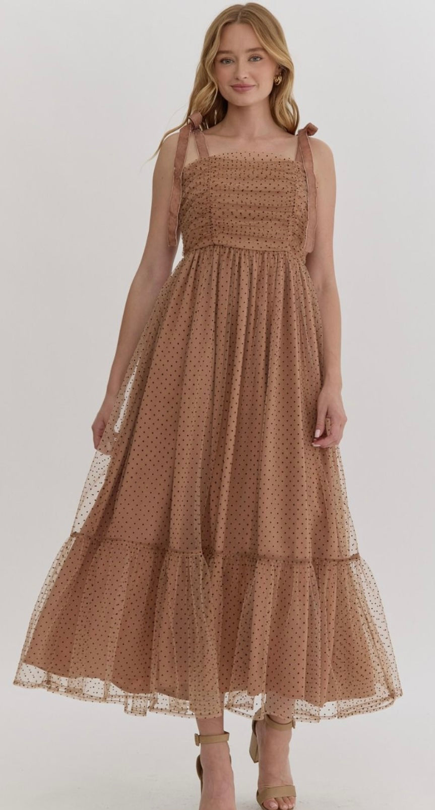 Camel Dot Maxi Dress