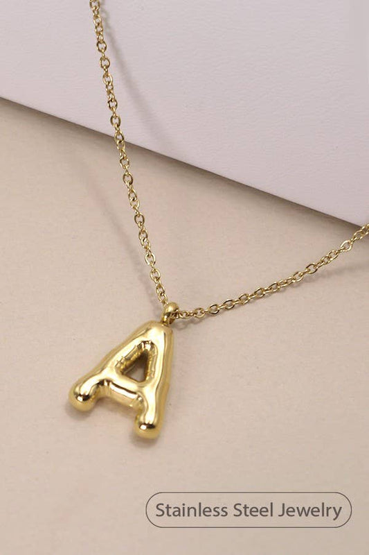 18K STAINLESS STEEL TARNISH FREE  INITIAL NECKLACE: A