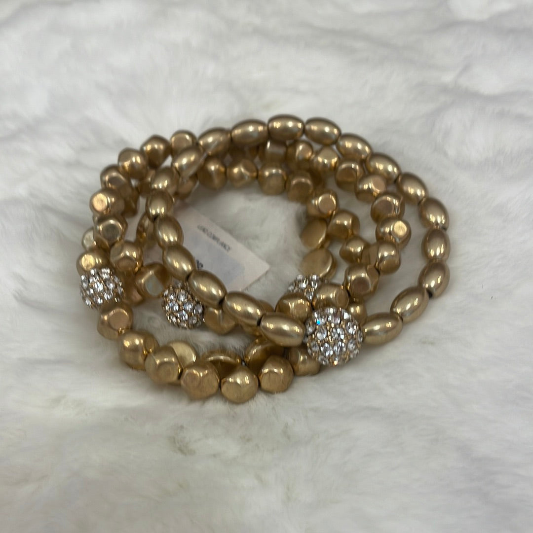 Gold Rhinestone Beaded Stack Bracelet