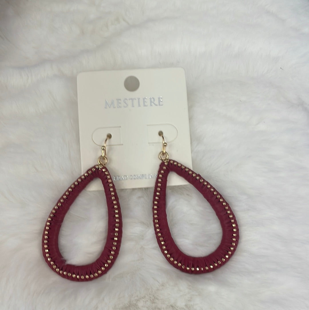 Maroon Teardrop Earrings