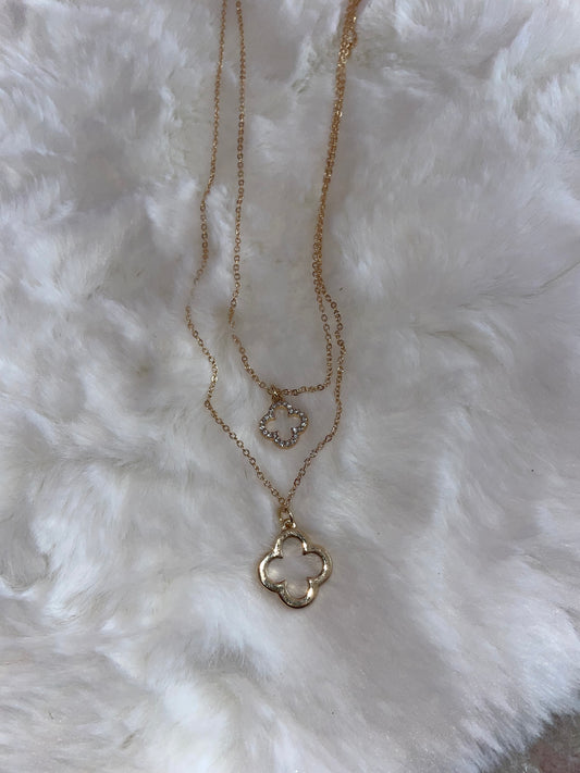 Quatrefoil Layered Gold Necklace