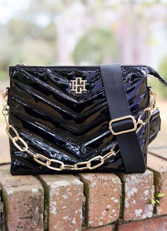 Caroline Hill Black Patent Ariana Crossbody