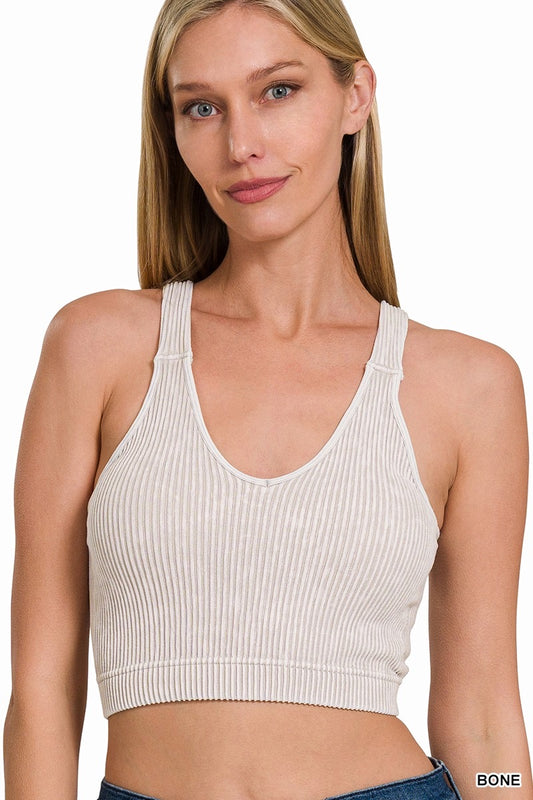 Washed Ribbed Cropped Tank