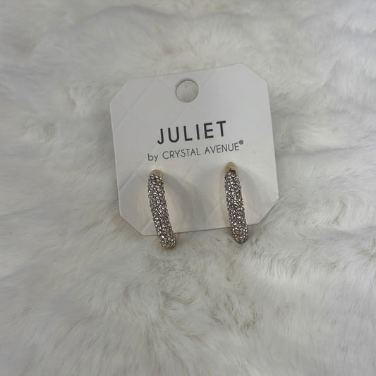 Classy Gold & Rhinestone Small Hoop Earrings