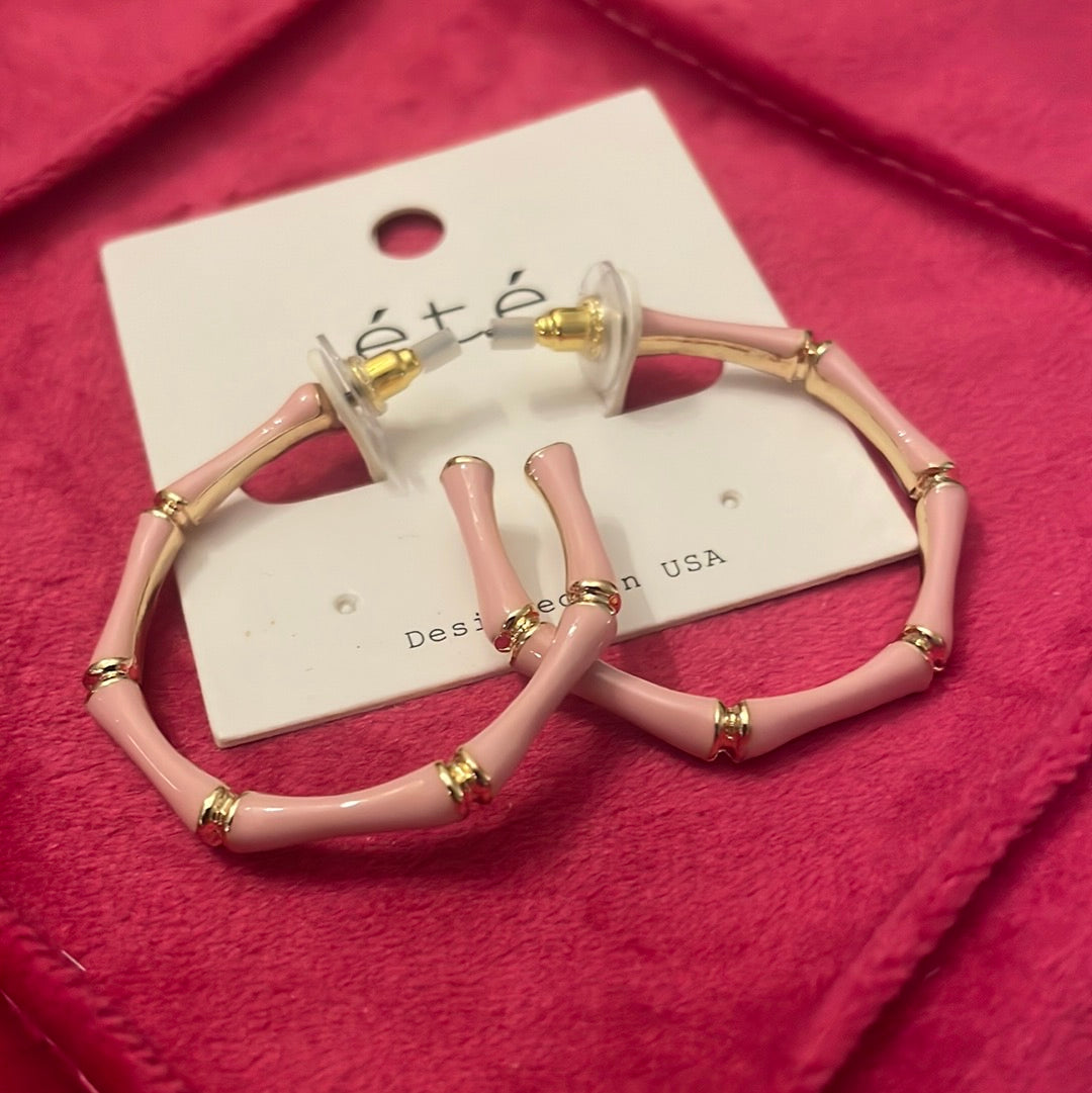 Light Pink & Gold Small Hoop Earrings