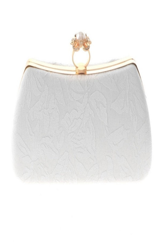 White Flower Pattern Clutch