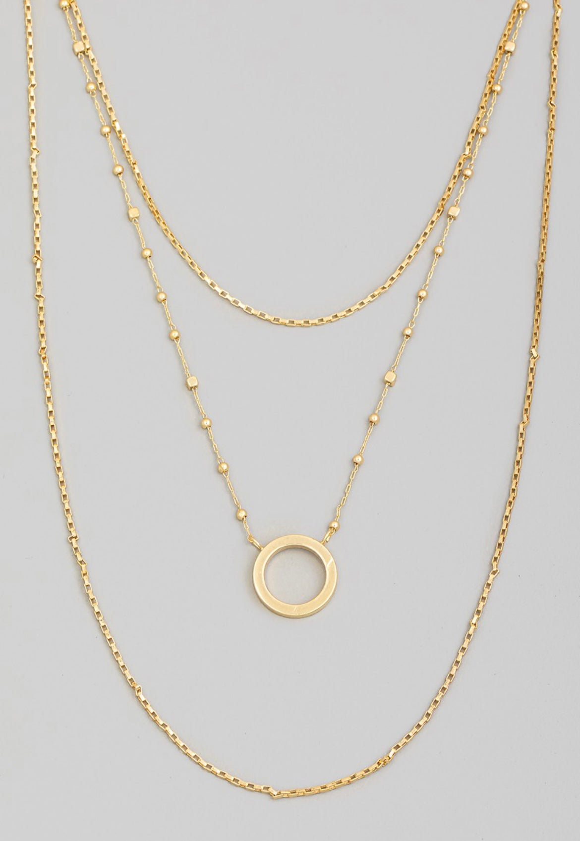 Ring Pendant Layered Chain Necklace