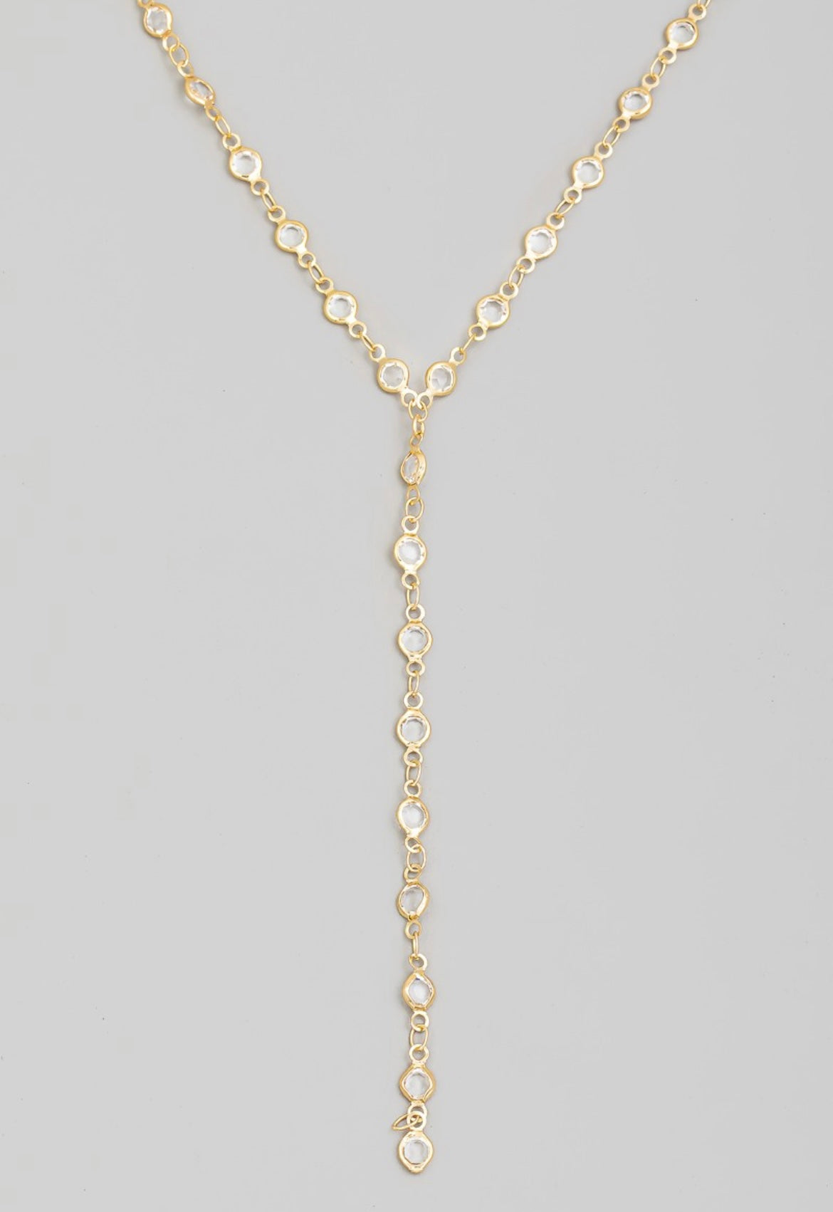 Rhinestone Charm Lariat Necklace