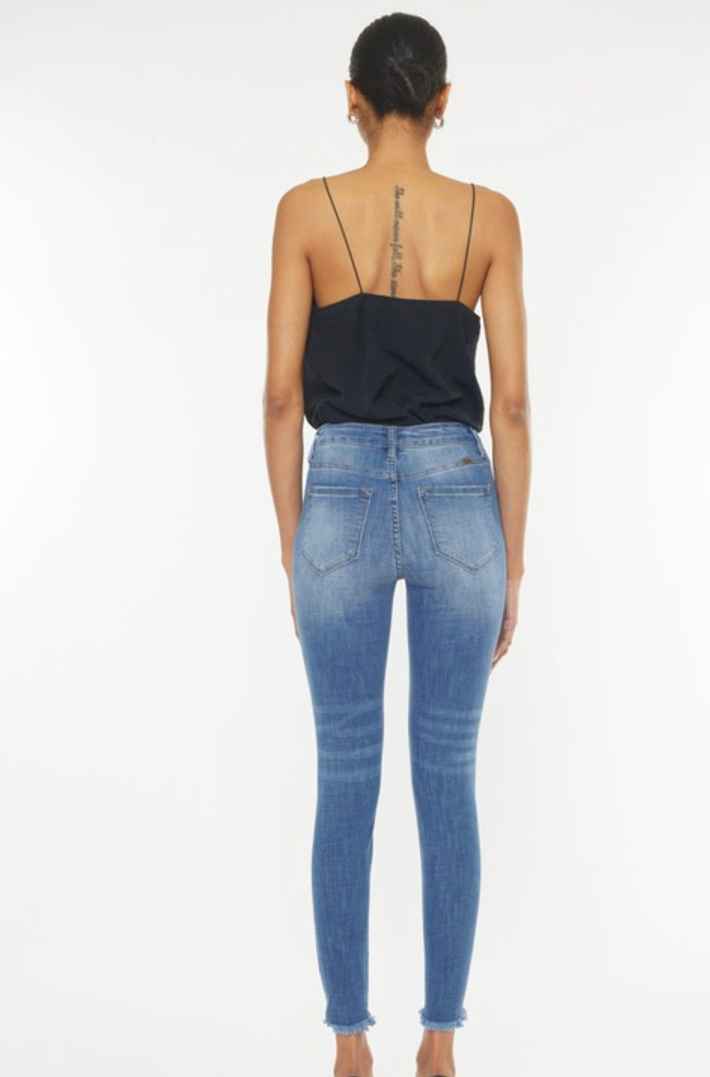 Kan Can High Rise Hem Detail Skinny Jeans