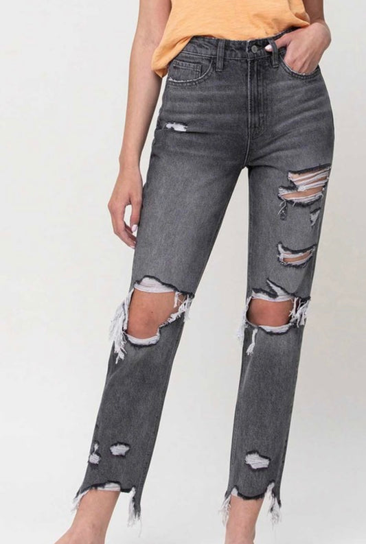 Flying Monkey Super High Rise Distressed Straight Jeans